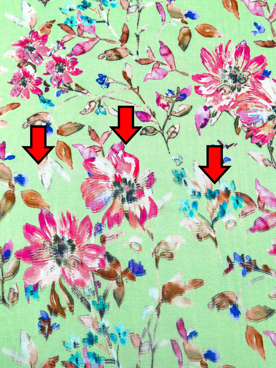 SOLD AS IS ONLY - Light Green/Telemagenta/Copper/Multi 100% Rayon Floral Print Challis 56W