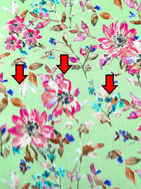 SOLD AS IS ONLY - Light Green/Telemagenta/Copper/Multi 100% Rayon Floral Print Challis 56W