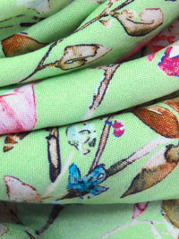 SOLD AS IS ONLY - Light Green/Telemagenta/Copper/Multi 100% Rayon Floral Print Challis 56W