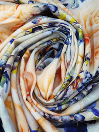 Sunray/Dark Blue/Dark Vanilla/Multi 10% Rayon Mixed Florals Print Challis 56W