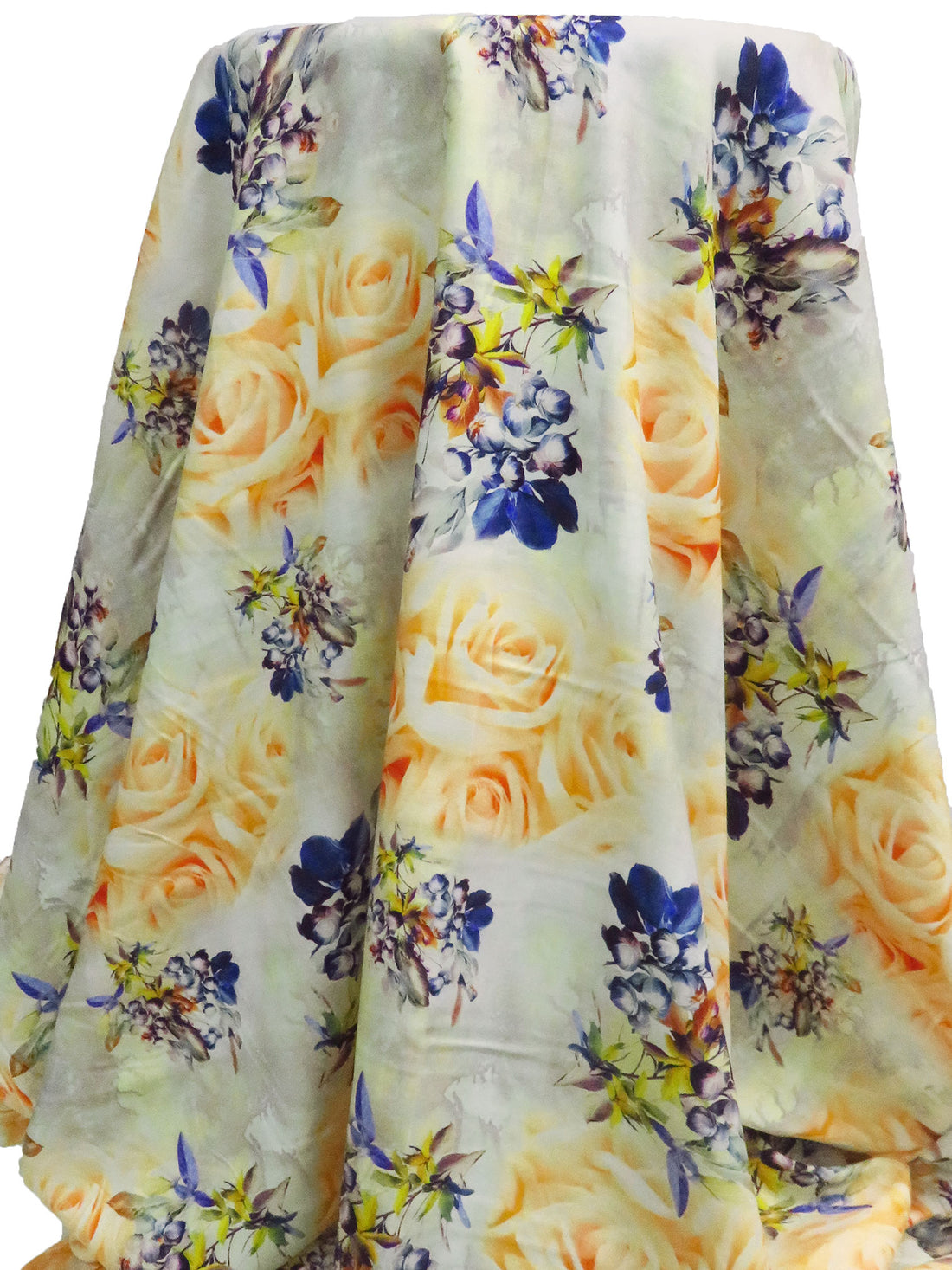 Sunray/Dark Blue/Dark Vanilla/Multi 10% Rayon Mixed Florals Print Challis 56W