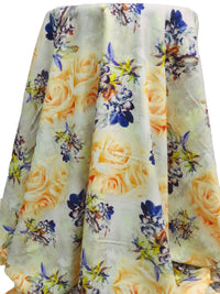Sunray/Dark Blue/Dark Vanilla/Multi 10% Rayon Mixed Florals Print Challis 56W
