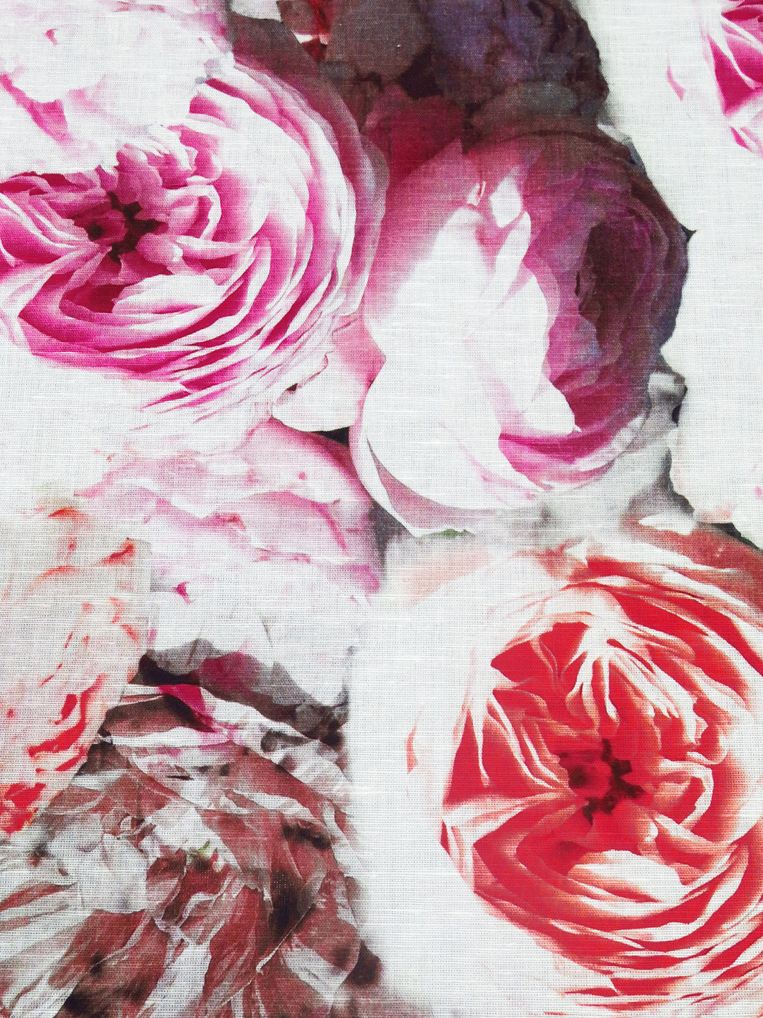 Coral/Coral Red/Rose Pink/Multi Cotton/Linen Large Floral Print Shirt Weight Woven 56W