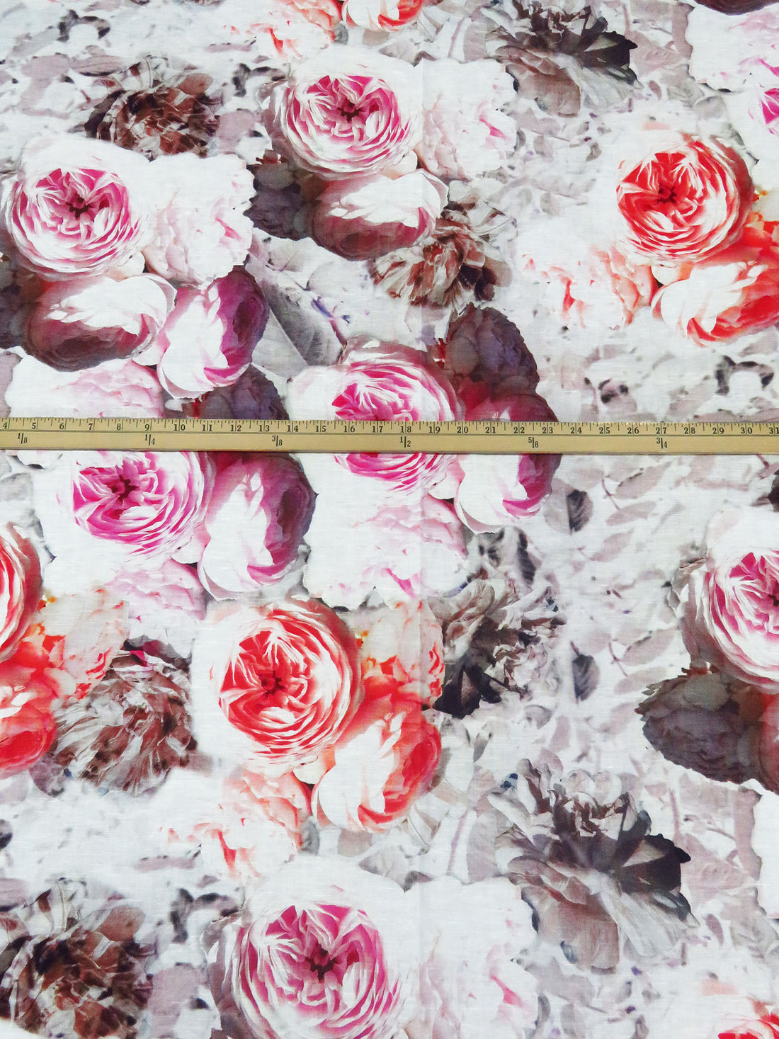 Coral/Coral Red/Rose Pink/Multi Cotton/Linen Large Floral Print Shirt Weight Woven 56W