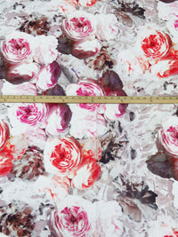 Coral/Coral Red/Rose Pink/Multi Cotton/Linen Large Floral Print Shirt Weight Woven 56W