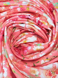Salmon Pink/Apricot/Olive/Multi 100% Rayon Artistic Floral Print Challis 57W