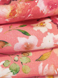Salmon Pink/Apricot/Olive/Multi 100% Rayon Artistic Floral Print Challis 57W