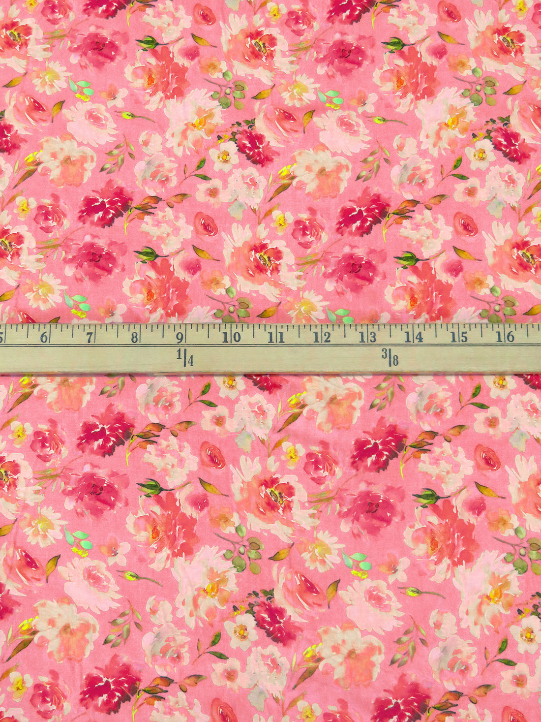 Salmon Pink/Apricot/Olive/Multi 100% Rayon Artistic Floral Print Challis 57W