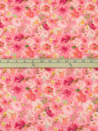 Salmon Pink/Apricot/Olive/Multi 100% Rayon Artistic Floral Print Challis 57W