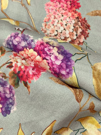 Ash Gray/Plum/Royal Red/Multi 100% Rayon Floral Print Challis 55W