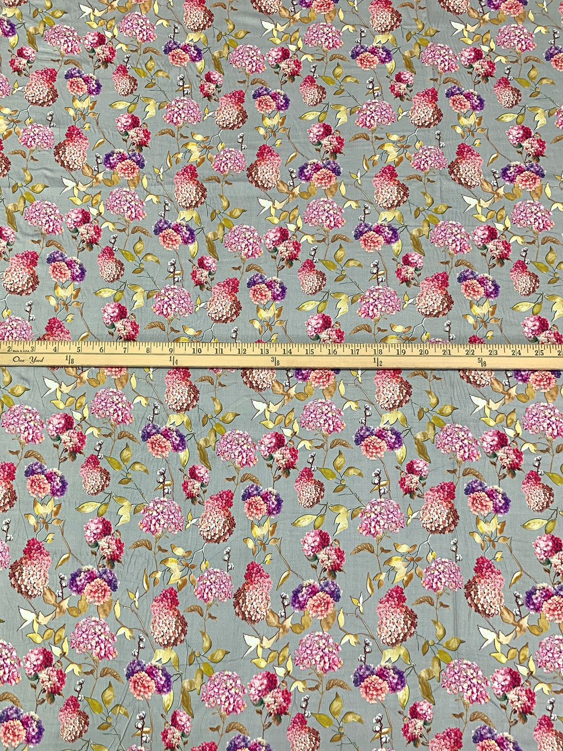 Ash Gray/Plum/Royal Red/Multi 100% Rayon Floral Print Challis 55W