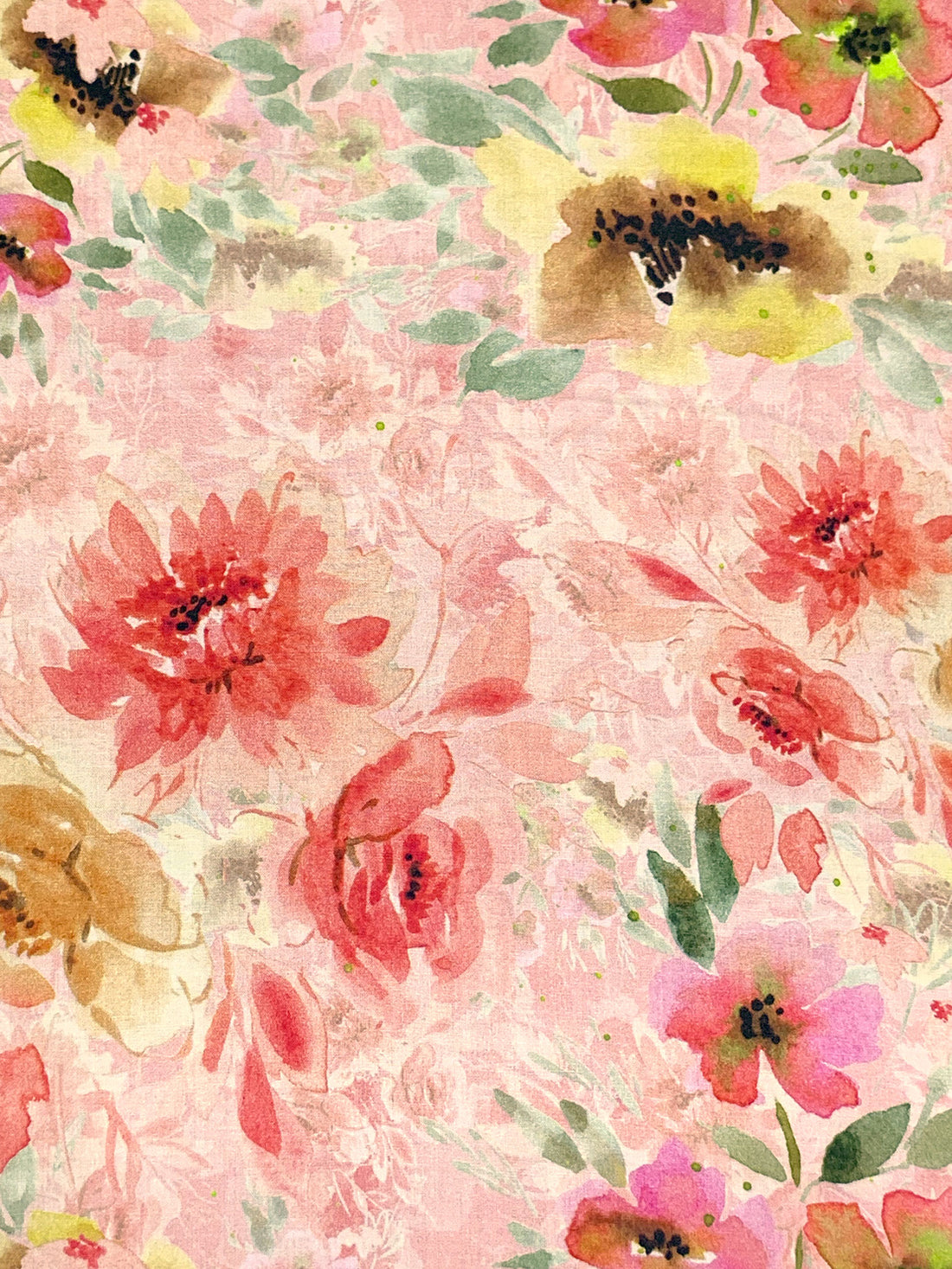 Melon Pink/Strawberry Daiquiri/Straw/Multi 100% Rayon Floral Print Challis 57W