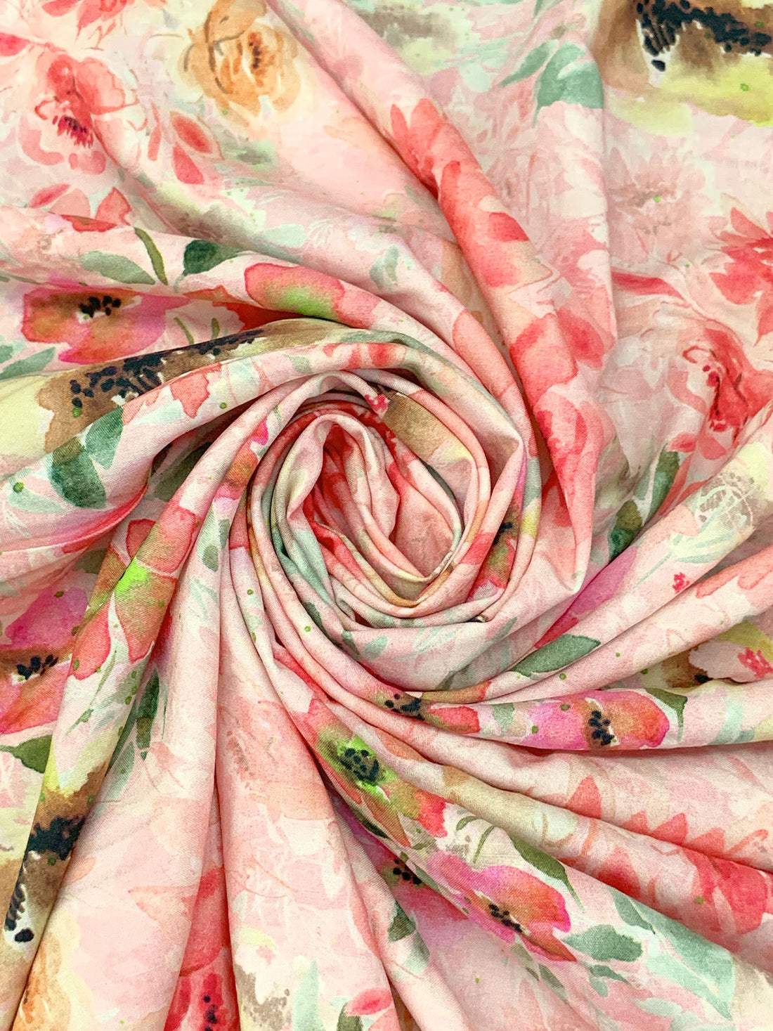 Melon Pink/Strawberry Daiquiri/Straw/Multi 100% Rayon Floral Print Challis 57W