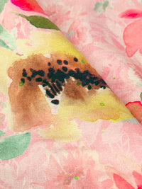 Melon Pink/Strawberry Daiquiri/Straw/Multi 100% Rayon Floral Print Challis 57W