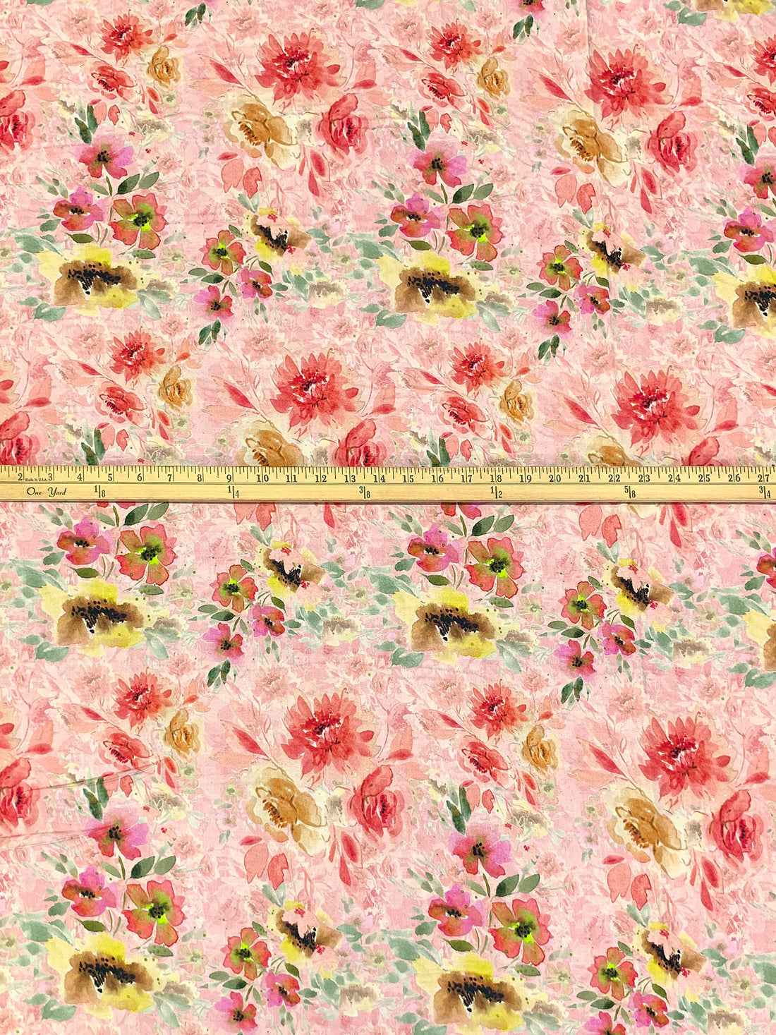 Melon Pink/Strawberry Daiquiri/Straw/Multi 100% Rayon Floral Print Challis 57W