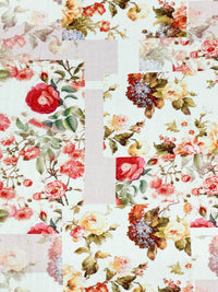 White/Mandarin/Candy Apple Red/Multi 100% Rayon Patchwork-Look Floral Print Challis 58W