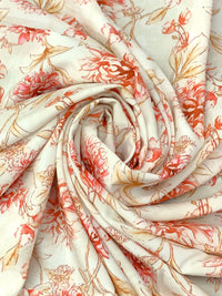Copper/Off-White/Dusky Rose/Multi 100% Rayon Floral Print Challis 59W