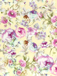 Light Goldenrod Yellow/Sugar Plum/White/Multi 100% Rayon Floral Print Challis 54W