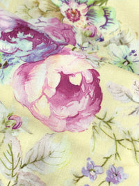 Light Goldenrod Yellow/Sugar Plum/White/Multi 100% Rayon Floral Print Challis 54W