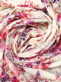 Cream/Cerise Pink/French Lilac/Multi 100% Rayon Floral Print Challis 56W