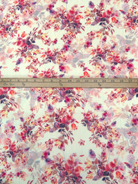Cream/Cerise Pink/French Lilac/Multi 100% Rayon Floral Print Challis 56W