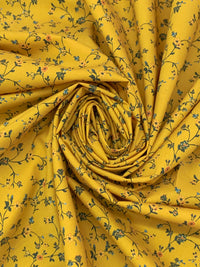 Goldenrod/French Blue/Multi 100% Cotton Floral Print Lawn 54W