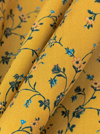 Goldenrod/French Blue/Multi 100% Cotton Floral Print Lawn 54W