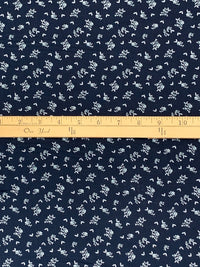 Navy/White/Teal Blue 100% Cotton Floral Print Crosshatch Weave Shirting 57W