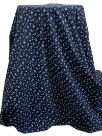 Navy/White/Teal Blue 100% Cotton Floral Print Crosshatch Weave Shirting 57W