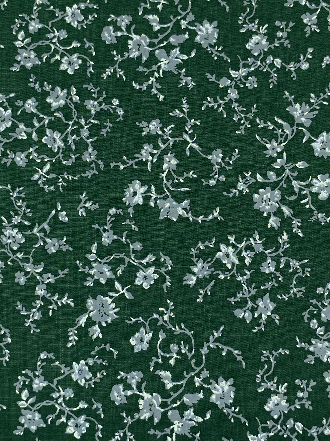 Deep Jade/Thunder Gray/White 100% Cotton Floral Print Crosshatch Weave Shirting 57W