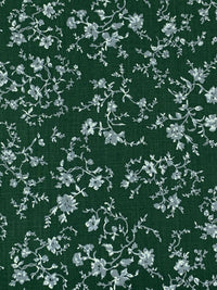 Deep Jade/Thunder Gray/White 100% Cotton Floral Print Crosshatch Weave Shirting 57W