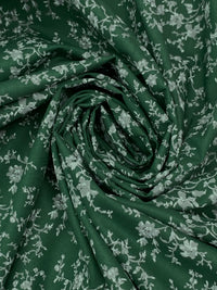 Deep Jade/Thunder Gray/White 100% Cotton Floral Print Crosshatch Weave Shirting 57W