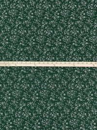 Deep Jade/Thunder Gray/White 100% Cotton Floral Print Crosshatch Weave Shirting 57W