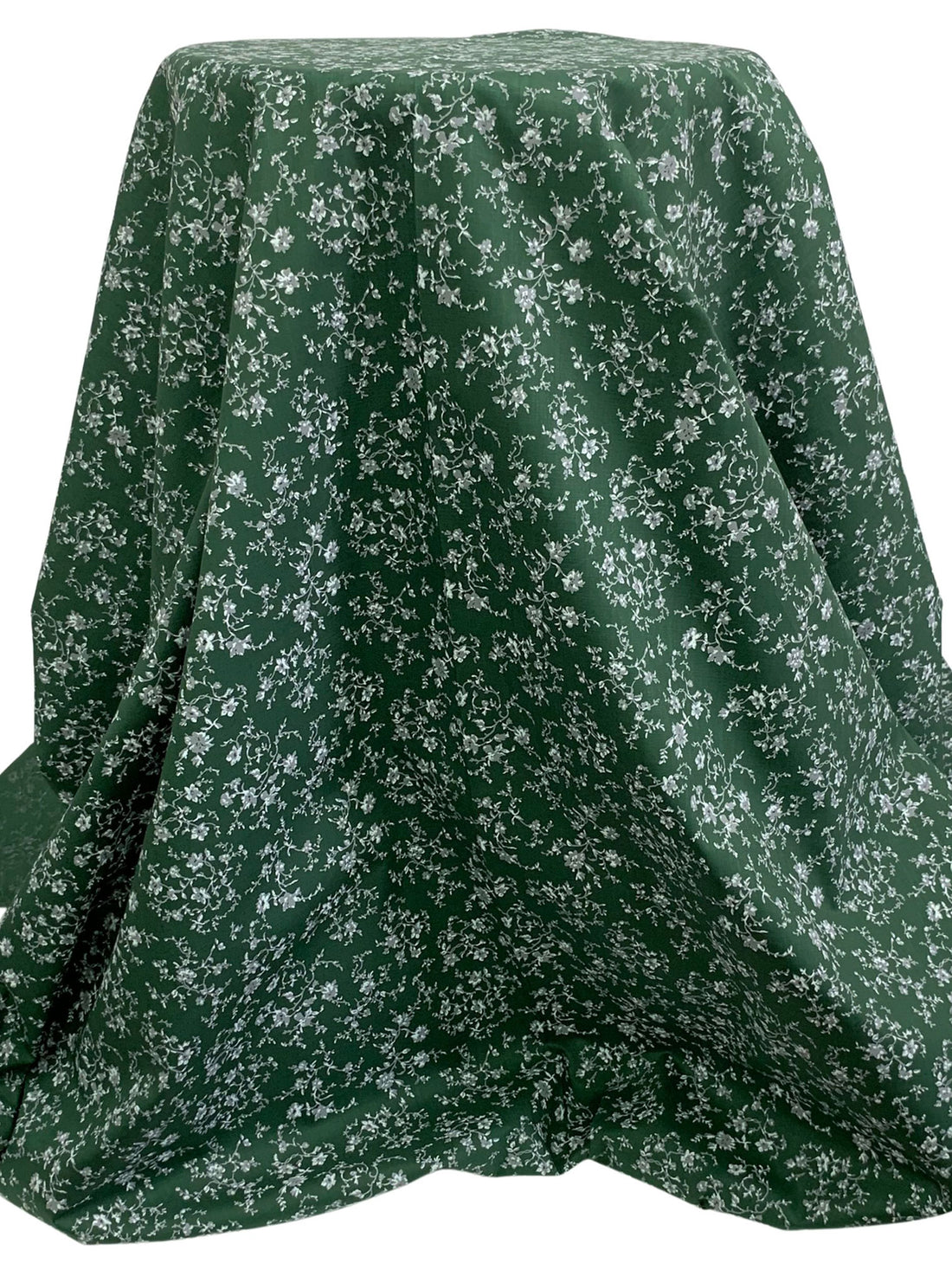 Deep Jade/Thunder Gray/White 100% Cotton Floral Print Crosshatch Weave Shirting 57W