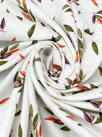 White/Imperial Purple/Dark Olive Green/Multi 100% Cotton Floral Print Sateen Shirting 57W