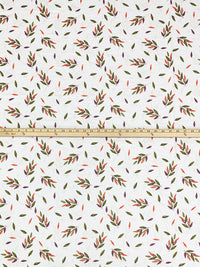 White/Imperial Purple/Dark Olive Green/Multi 100% Cotton Floral Print Sateen Shirting 57W