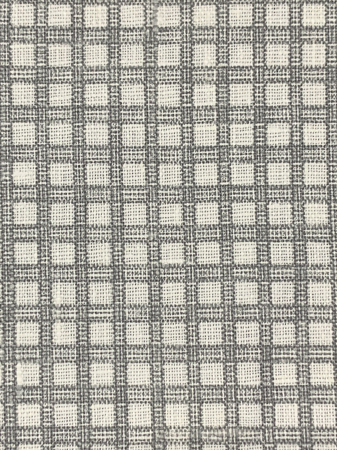 White Chocolate/Granite 100% Linen Grid Print Home Decor Woven 58W