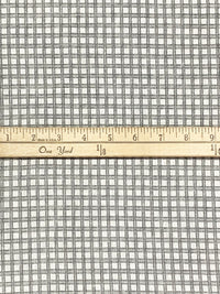 White Chocolate/Granite 100% Linen Grid Print Home Decor Woven 58W