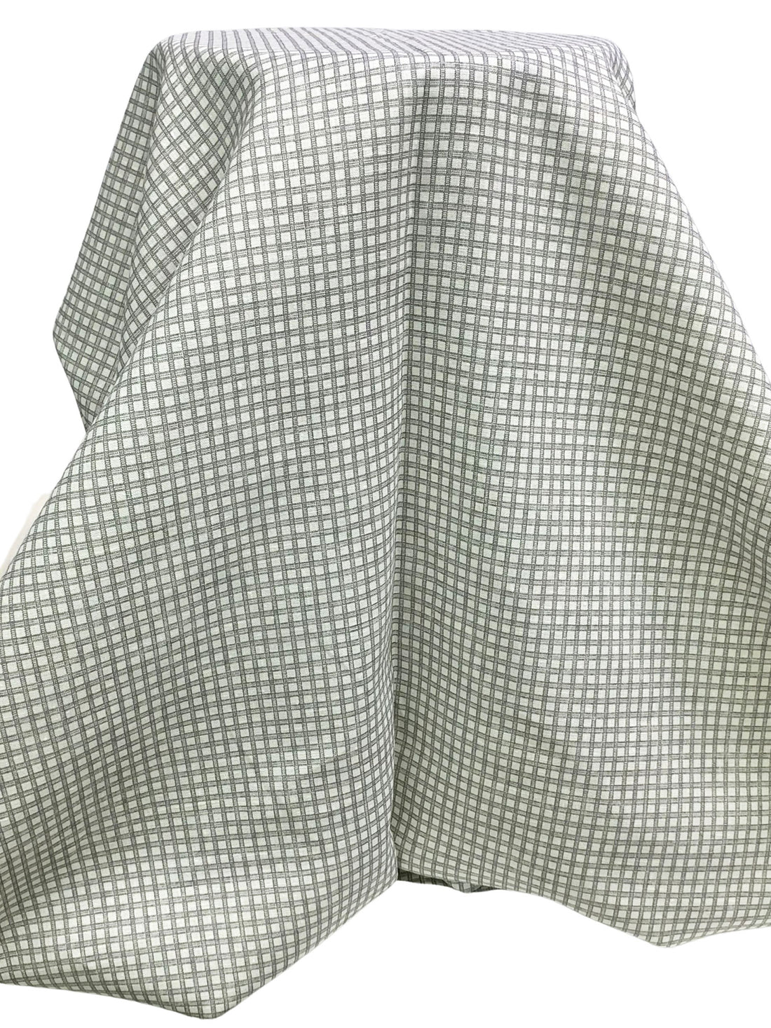 White Chocolate/Granite 100% Linen Grid Print Home Decor Woven 58W