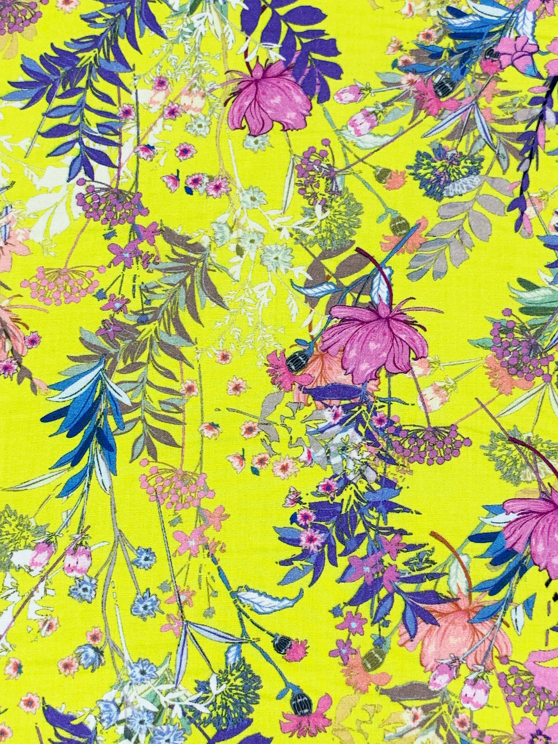 Lemon/Orchid/Multi 100% Rayon Floral Print Challis 54W