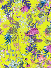 Lemon/Orchid/Multi 100% Rayon Floral Print Challis 54W