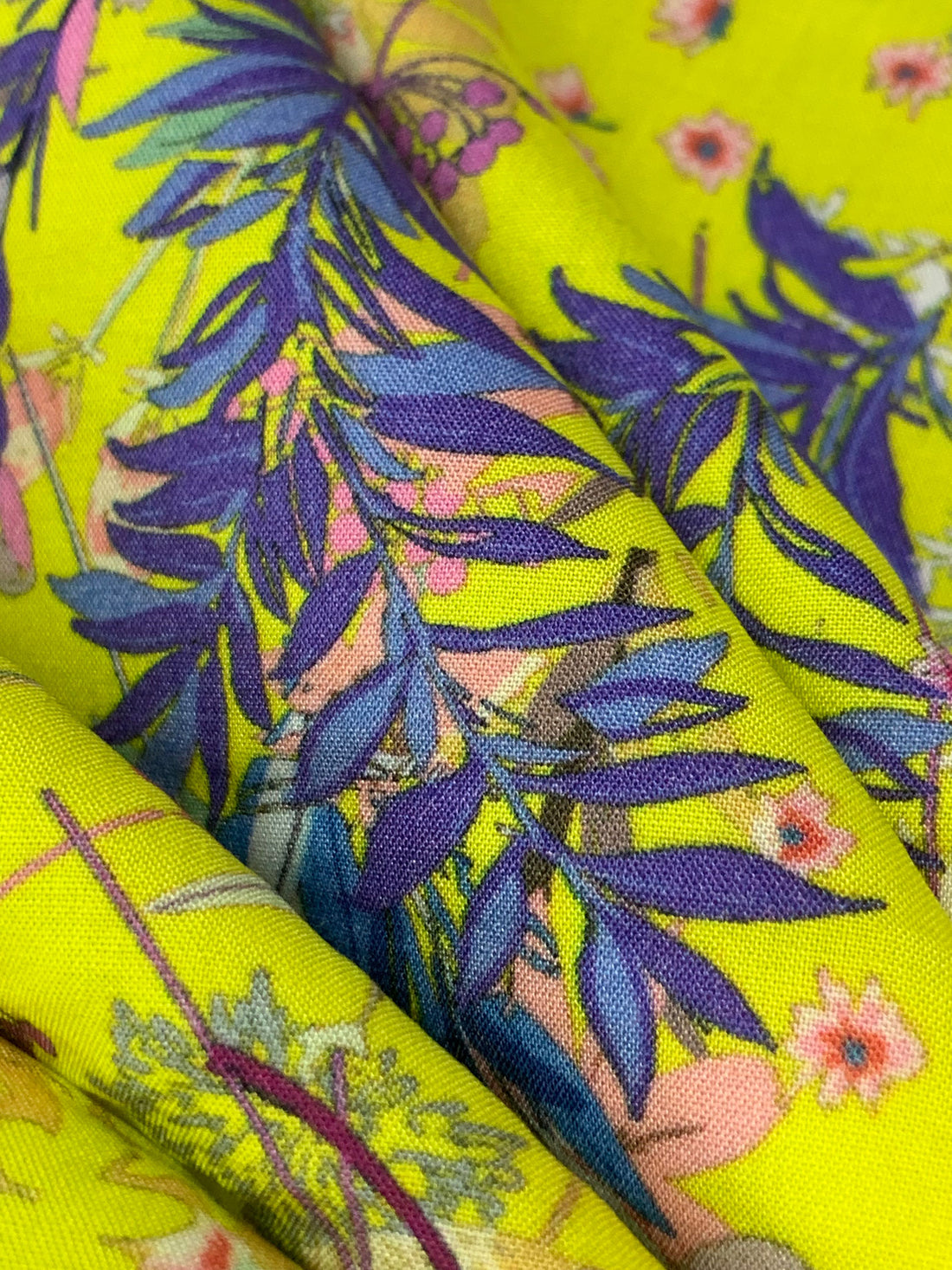 Lemon/Orchid/Multi 100% Rayon Floral Print Challis 54W