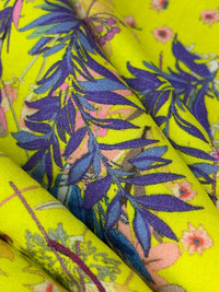 Lemon/Orchid/Multi 100% Rayon Floral Print Challis 54W