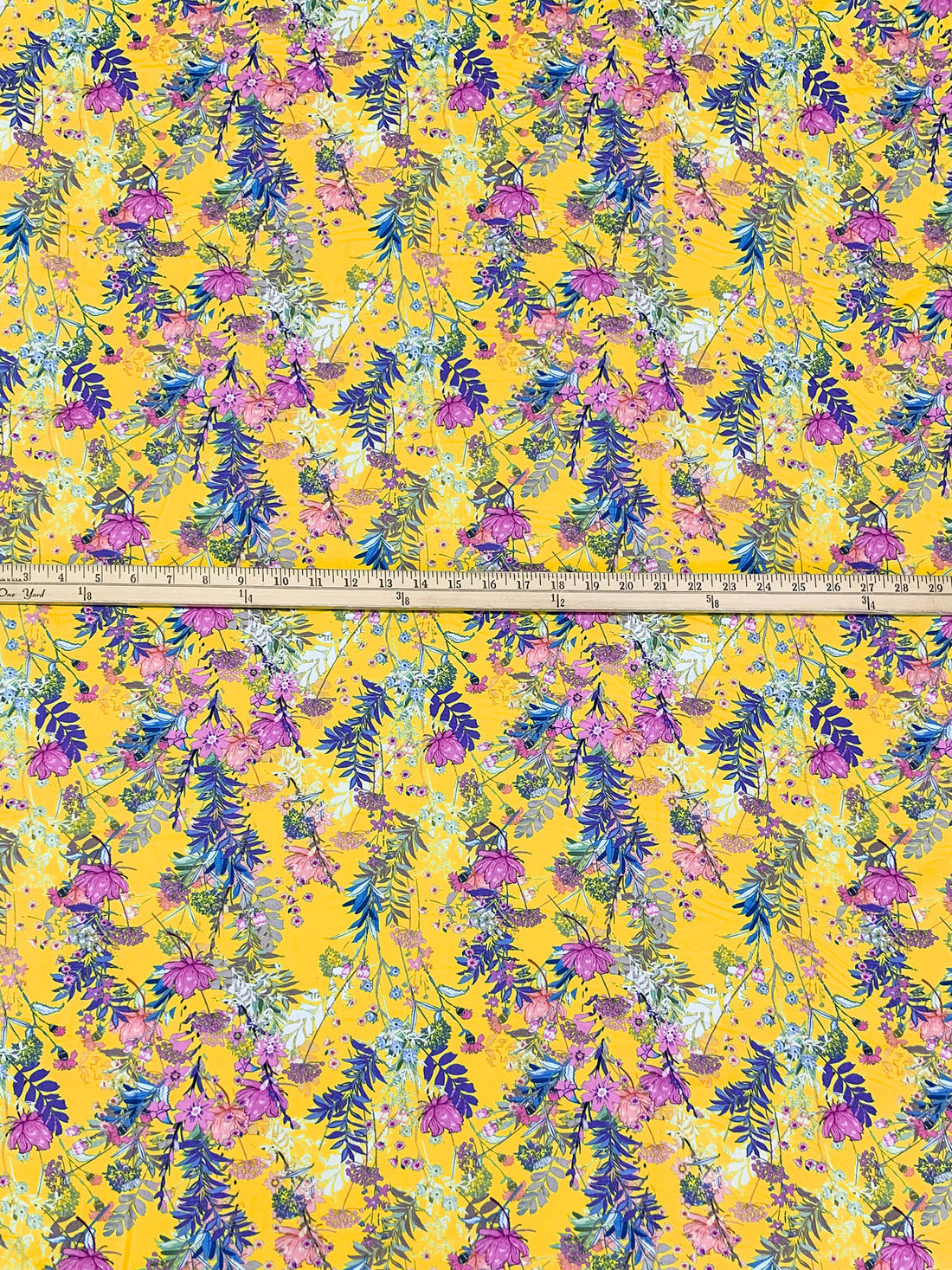 Lemon/Orchid/Multi 100% Rayon Floral Print Challis 54W