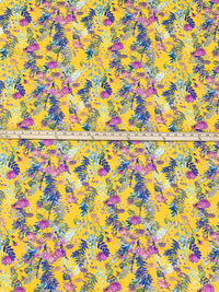 Lemon/Orchid/Multi 100% Rayon Floral Print Challis 54W