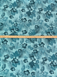 Dark Sky Blue/Deep Teal/Multi 100% Rayon Floral Print Challis 55W