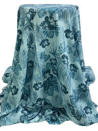 Dark Sky Blue/Deep Teal/Multi 100% Rayon Floral Print Challis 55W