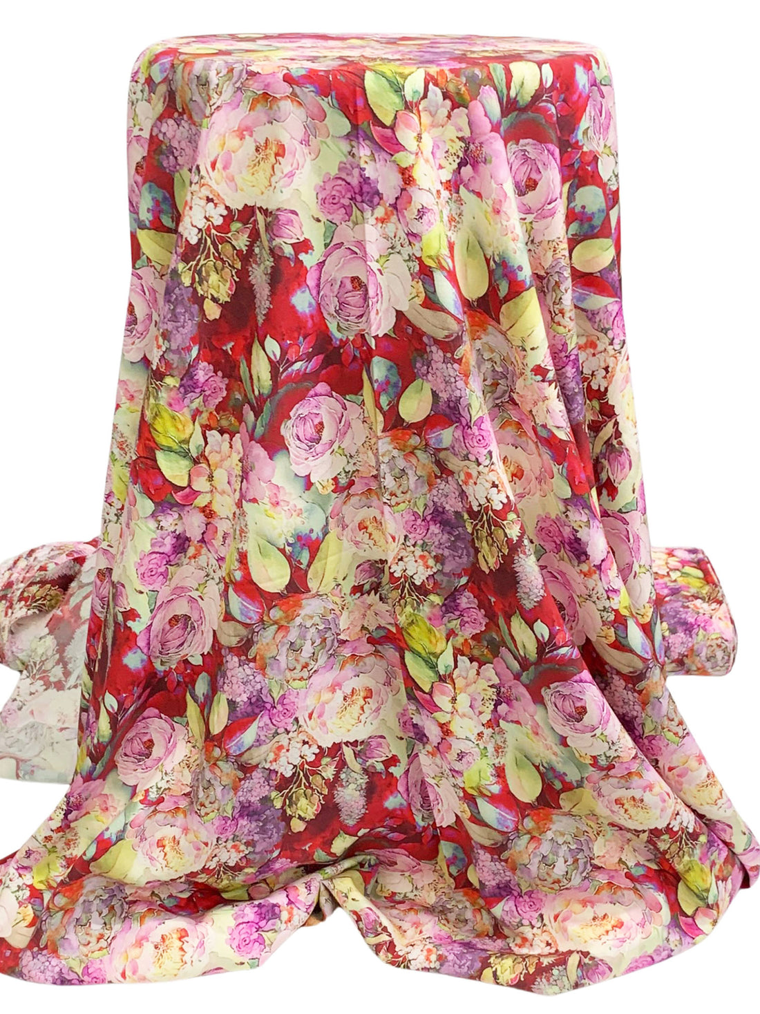 Crimson Red/Lavender Pink/Boysenberry/Multi 100% Rayon Floral Print Challis 56W