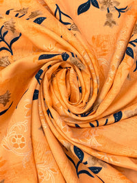 Light Persimmon/Navy/Multi 100% Rayon Floral Print Challis 54W