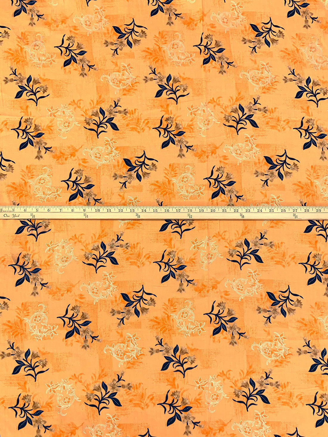 Light Persimmon/Navy/Multi 100% Rayon Floral Print Challis 54W